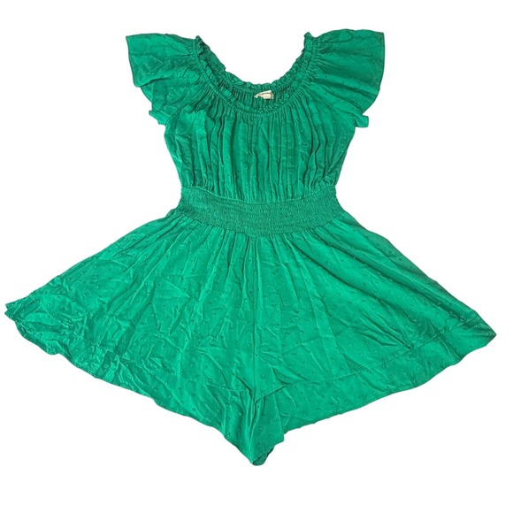 ee:some Pants - Coquette Babydoll Shorts Romper Empire Waist Flowy Smocked Ruffle Sleeves Small